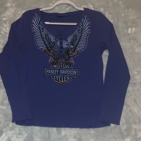 Harley Davidson Purple Logo Long Sleeve Shirt Size Medium - Picture 1 of 6